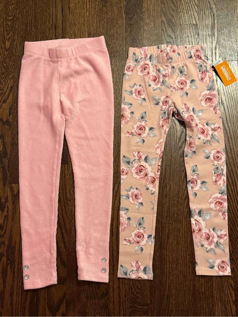 Gymboree Girls size 7 Pink Floral & Solid Leggings - Set of 2